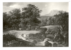 Landschaft mit Bach und Vieh by Friedrich Gauermann