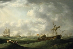 Loss of HMS 'Ramillies', September 1782: ship abandoned in abating storm by Robert Dodd