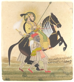 Maharana Sangram Singh Riding a Prize Stallion by Stipple Master