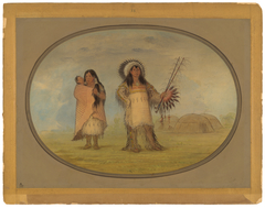 Mandan Civil Chief, His Wife, and Child by George Catlin