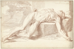 Mannelijk naakt, liggend op de rug by Louis Fabritius Dubourg