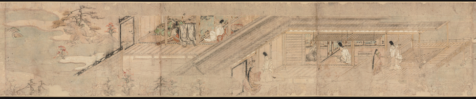 Narrative Picture Scroll about Love Romance of Courtier and Girl at Sumiyoshi