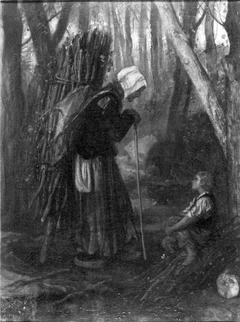 ''Old Woman and Boy in a Forest'' by Alexandre-Gabriel Decamps