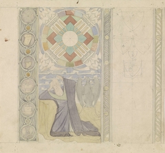 Ontwerp voor de Tweede Bossche Wand: visoen van Johannes op Patmos by Antoon Derkinderen
