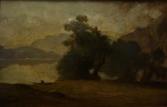 Paysage avec un lac by Jean-Baptiste-Camille Corot