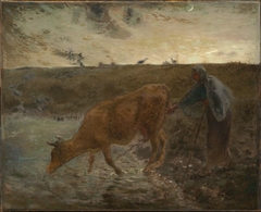 Peasant Watering her Cow, Evening by Jean-François Millet
