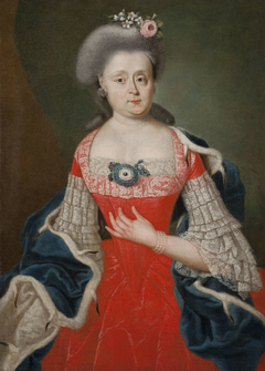 Portrait of a lady in a red dress by nieznany malarz polski