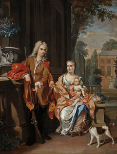 Portrait of Johan Diederik Pompe van Meerdervoort (1697-1749), Johanna Alida Pompe van Meerdervoort (1691-1744) and their daughter Maria Christina Pompe van Meerdervoort (1723-1781) by Nikolaas Verkolje