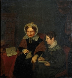 Portret van Petronella Moens (1762-1843) en Antonia Elisabeth Camphuis (1807/1808-1842) by Margaretha Cornelia Boellaard