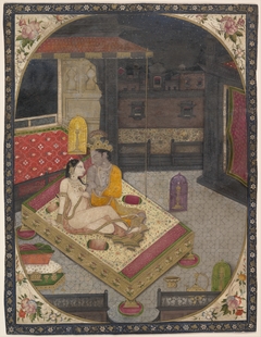 Radha and Krishna on a Bed at Night by Anonymous