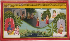 Radha's Attendant Converses with Krishna and Woman Travels By Moonlight to Meet her Lover (page from the Gita Govinda) by Anonymous