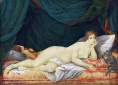 Reclining Venus with Cupid and a monkey