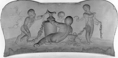 Relief with putti with vase and garlands,