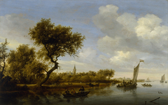 River Landscape with a Church in the Distance by Salomon van Ruysdael