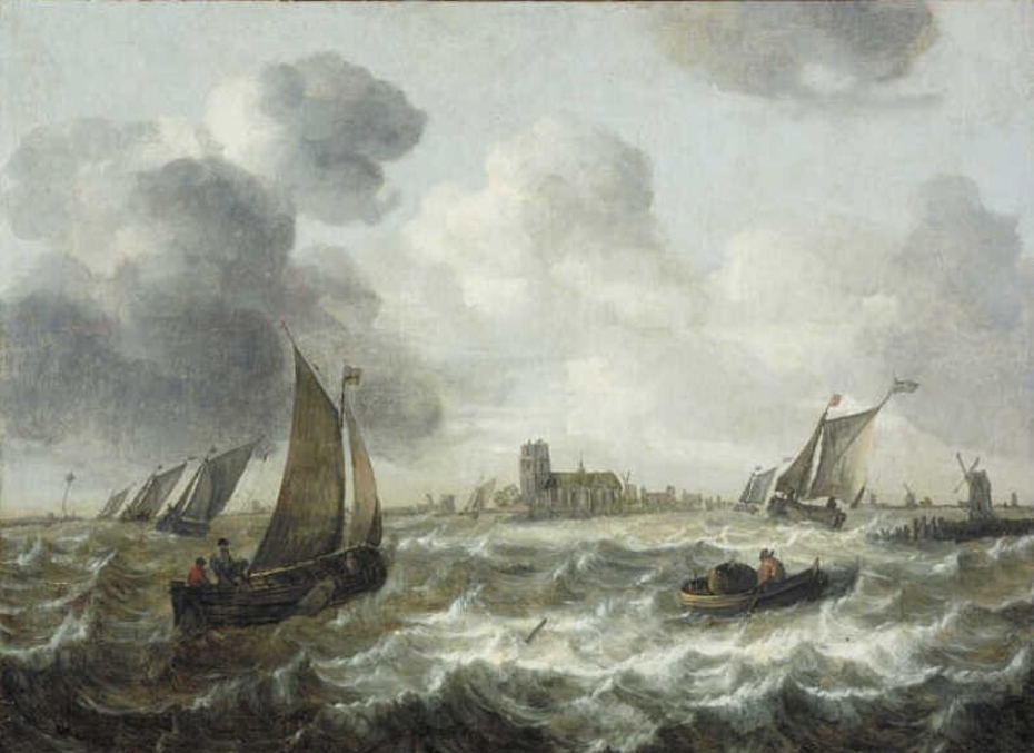 River Scene with Dordrecht in the Distance