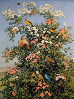 Rocky Mountain Birds and Wild Roses by Nicholas Oberling