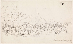 Rustende cavalerie in bergachtig landschap by Gerardus Emaus de Micault