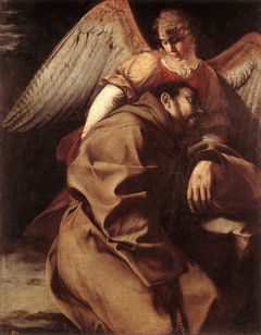 Saint Francis supported by an Angel by Orazio Gentileschi
