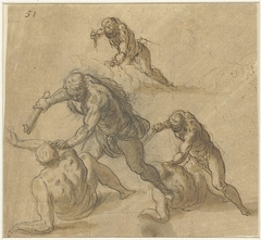 Schetsen van Kaïn die Abel doodt by Jacopo Palma il Giovane