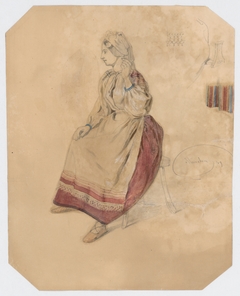 Seated Young Woman in a Folk Costume by Friedrich Carl von Scheidlin