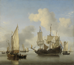 Ships anchored offshore by Willem van de Velde the Younger