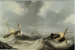 Ships on a stormy sea by Bonaventura Peeters the Elder