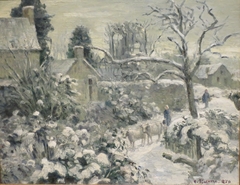 Snowscape with Cows at Montfoucault by Camille Pissarro