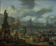 Southern Harbour among Rocks by Johannes Lingelbach