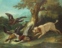 Spaniel Pursuing Ducks by Jean-Baptiste Oudry