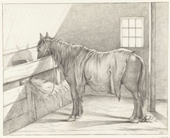 Staand paard in een stal, naar links by Jean Bernard