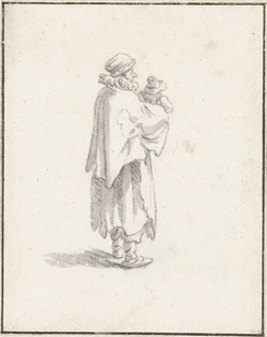 Staande moeder met kind op de arm by Herman Saftleven