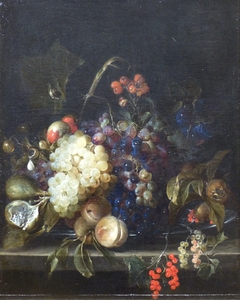 Still Life of Fruit on a Marble Table by Jan van Huysum