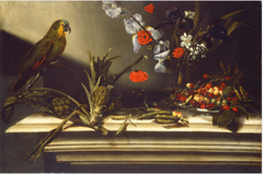 Still Life with Artichokes and a Parrot by Anonymous