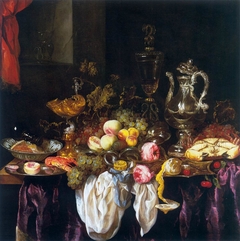 Still-Life with Fruit, Sea Food, and Precious Tableware by Abraham van Beijeren