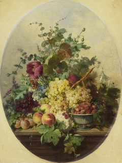 Stilleven met vruchten en bloemen by Louis Martinet
