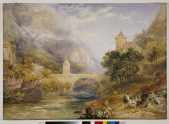 Stone Bridge Over The Rhone St Maurice Switzerland by Henry Gastineau