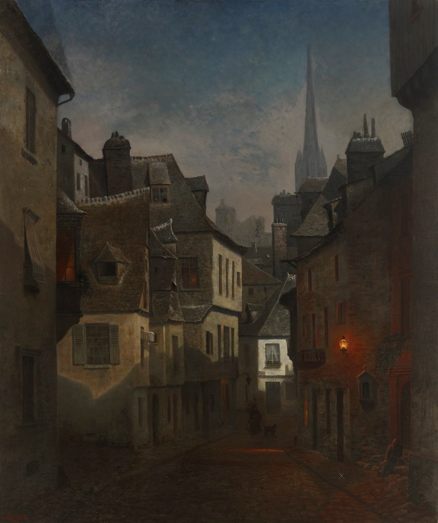 Street in Quimper, Brittany, Nocturnal View