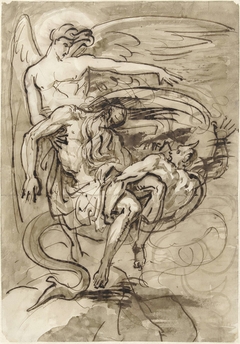 Strijd tussen engel en duivel om de ziel van een mens by David Pièrre Giottino Humbert de Superville