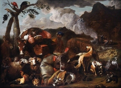 The Animals leaving the Ark with the Sacifice of Noah in the distance