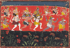 The army on march : with Hanuman carrying Rama on his shoulders across the ocean by Anonymous
