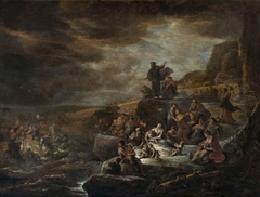 The Hosts of Pharoah engulfed by the Red Sea by Jacob Willemsz de Wet