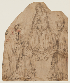 The Madonna and Child with a Female Martyr Saint, a Bishop Saint, and a Female Donor by Anonymous