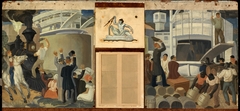 The Train and Loading the Boat (mural study, Louisville, Kentucky Marine Hospital) by Henrik Martin Mayer