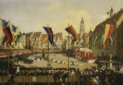 The Unveiling of the Prince Consort's Statue in the Marketplace at Coburg, 16 August 1865 by Heinrich Justus Schneider