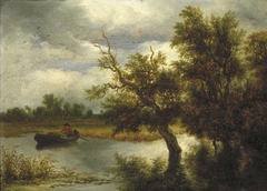 Trees on a lake with rowboat