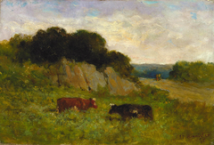 Untitled (landscape with two cows)