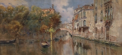 View of a Canal in Venice by Antonio Reyna Manescau