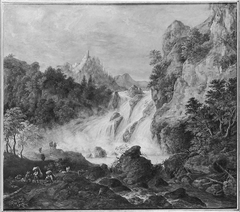 Wasserfall mit Burg by Johann Jakob Dorner the Younger