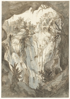 Waterval van Tivoli gezien vanuit een grot by Unknown Artist