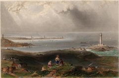 William Henry Bartlett - Peterhead (View from the South showing Lighthouse) DA - ABDAG005163 by William Henry Bartlett